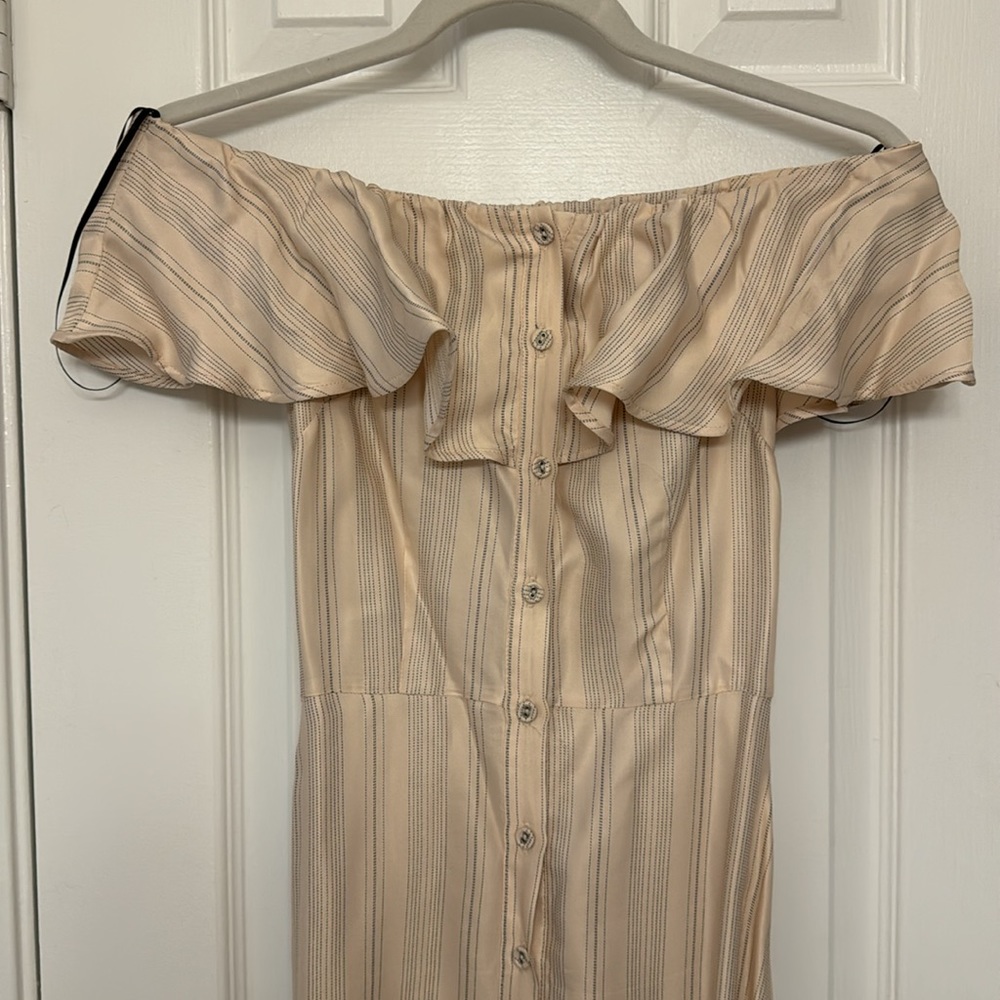 H&M striped off the shoulder button up dress
